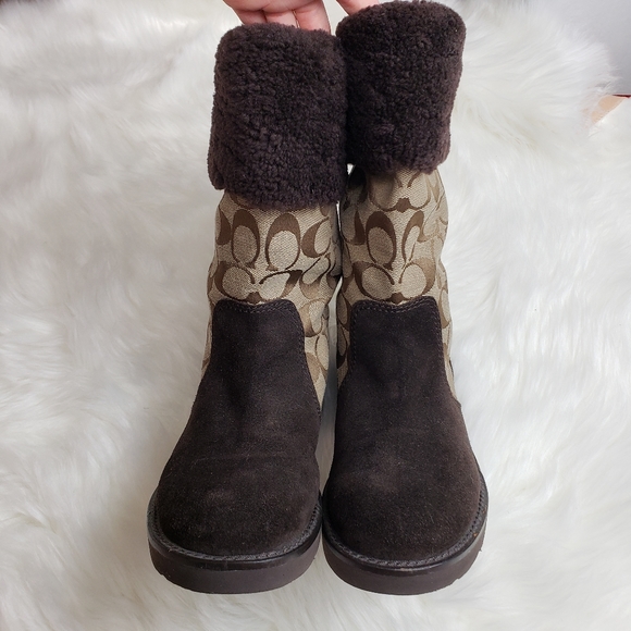 Coach Kally Signature Canvas/Suede Logo Boots - Picture 4 of 8